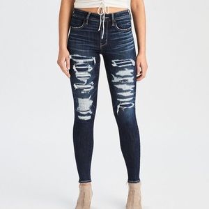 AE Denim X Hi-Rise Jeggings Destroyed [6 Regular]
